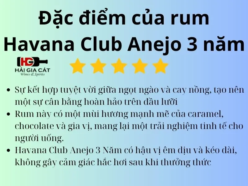 Đặc điểm của rum Havana Club Anejo 3 năm