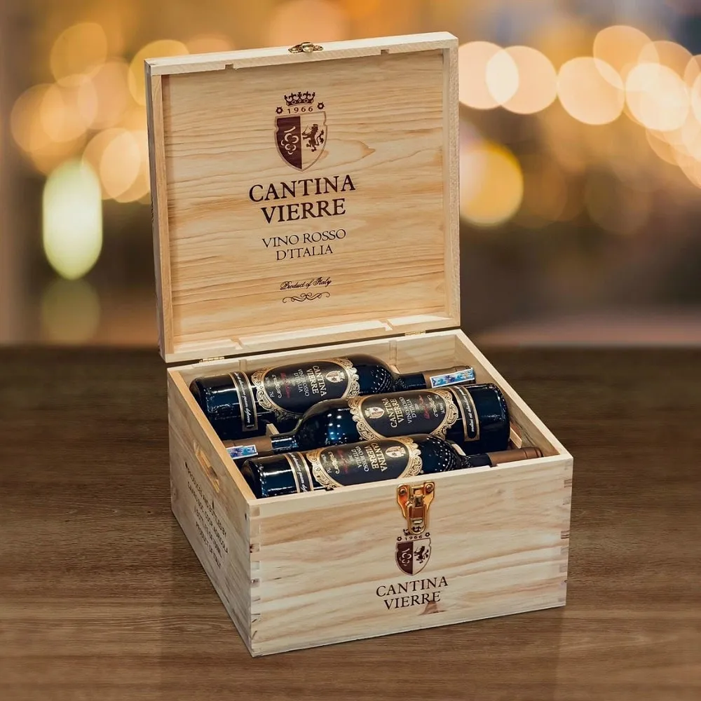 Hộp gỗ sáu chai rượu vang Cantina Vierre Vino Rosso D’Italia