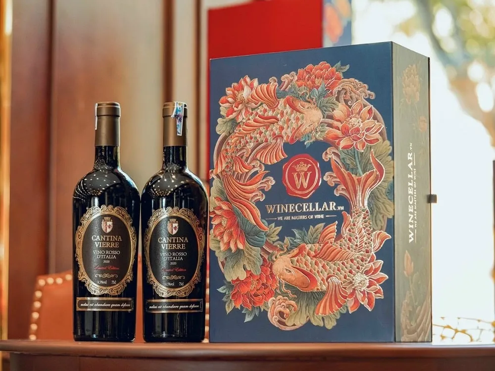 Hộp quà hai chai rượu vang Cantina Vierre Vino Rosso D’Italia