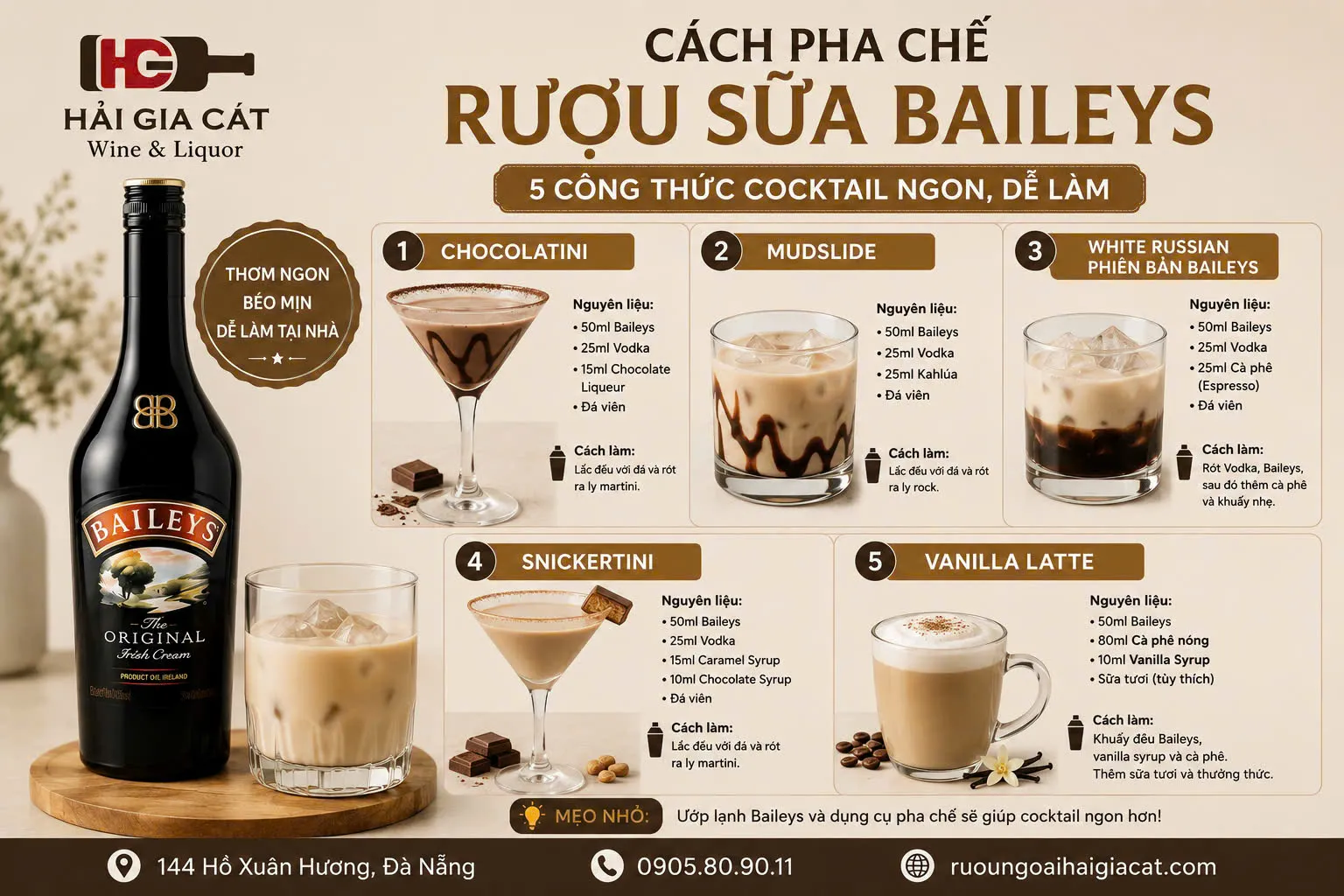 Cach Pha Che Ruou Sua Baileys Ngon De Lam