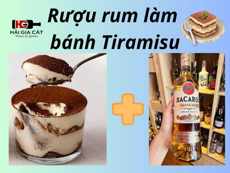 Rượu rum làm bánh Tiramisu