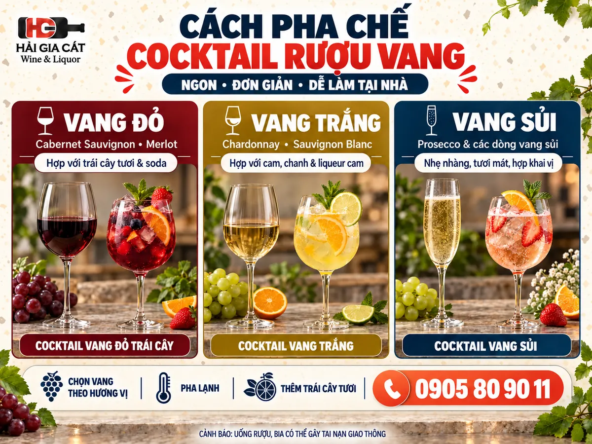 Cách pha chế cocktail rượu vang ngon đơn giản tại nhà
