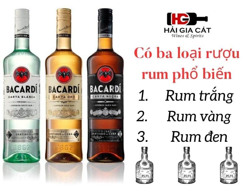 Có ba loại rum phổ biến