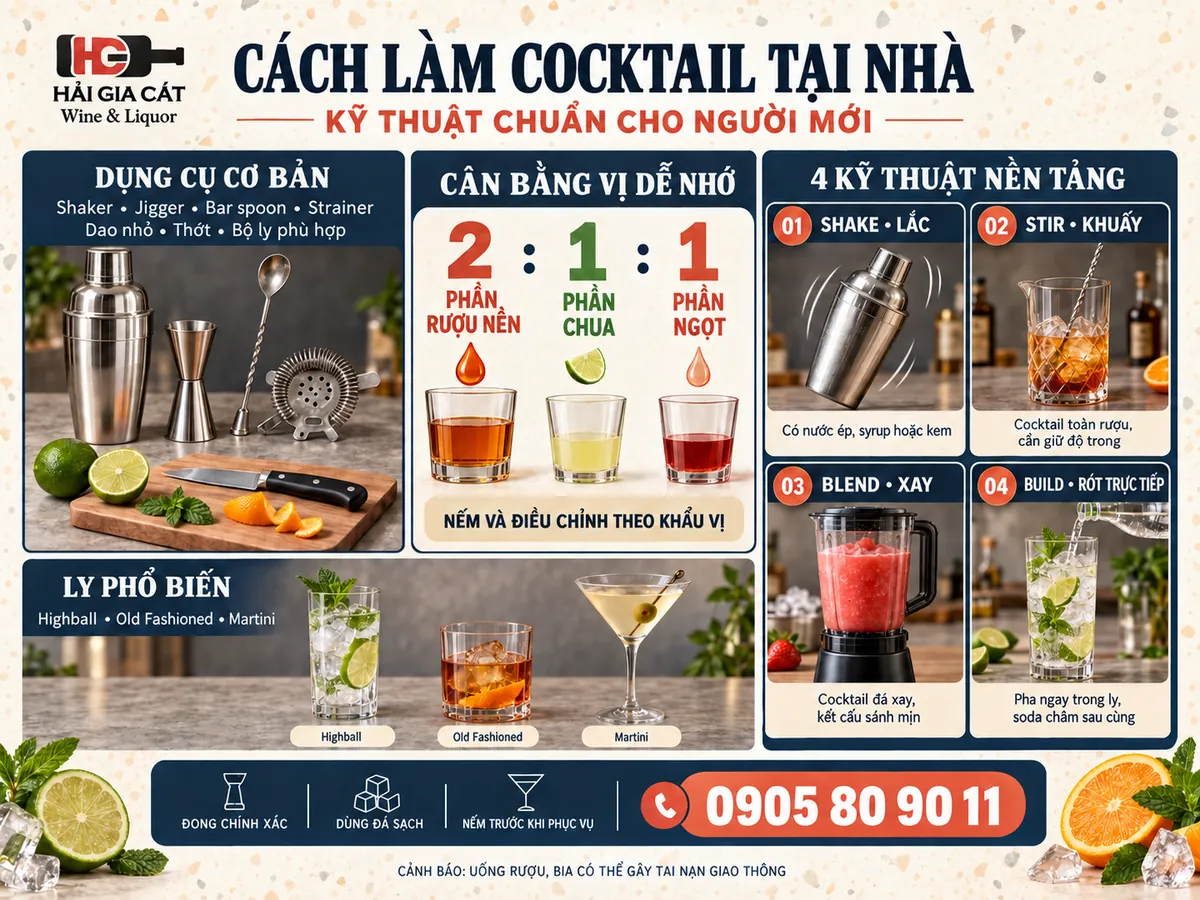 Cách làm Cocktail tại nhà cho người mới