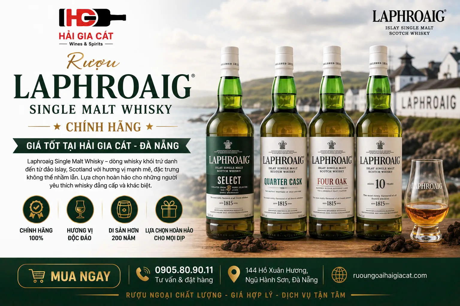 ruou Laphroaig Single Malt Scotch Whisky chinh hang gia tot