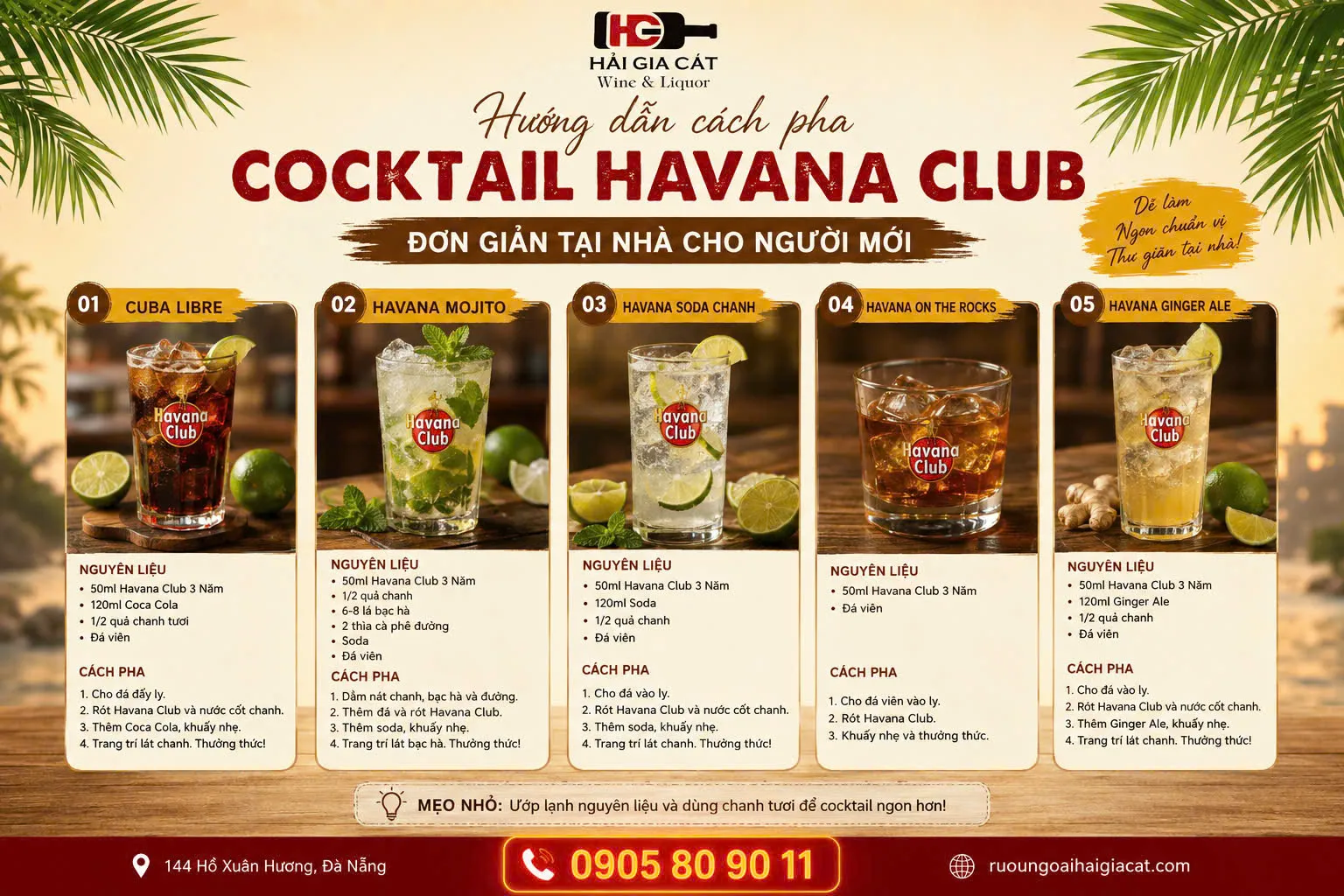 Hướng Dẫn Cách Pha Cocktail Havana Club Đơn Giản Tại Nhà Cho Người Mới