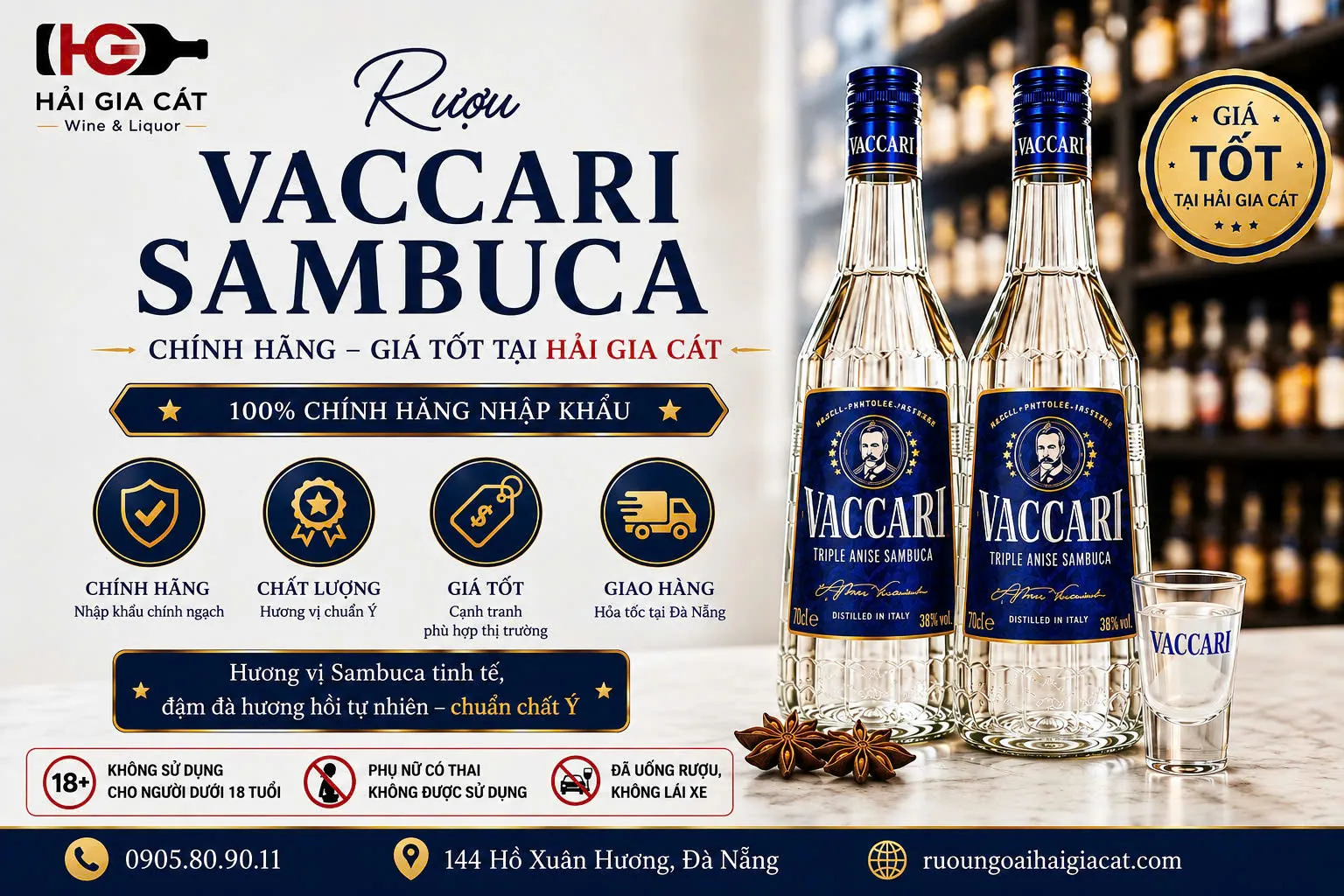 Ruou Vaccari Sambuca Chinh Hang Gia Tot Tai Hai Gia Cat