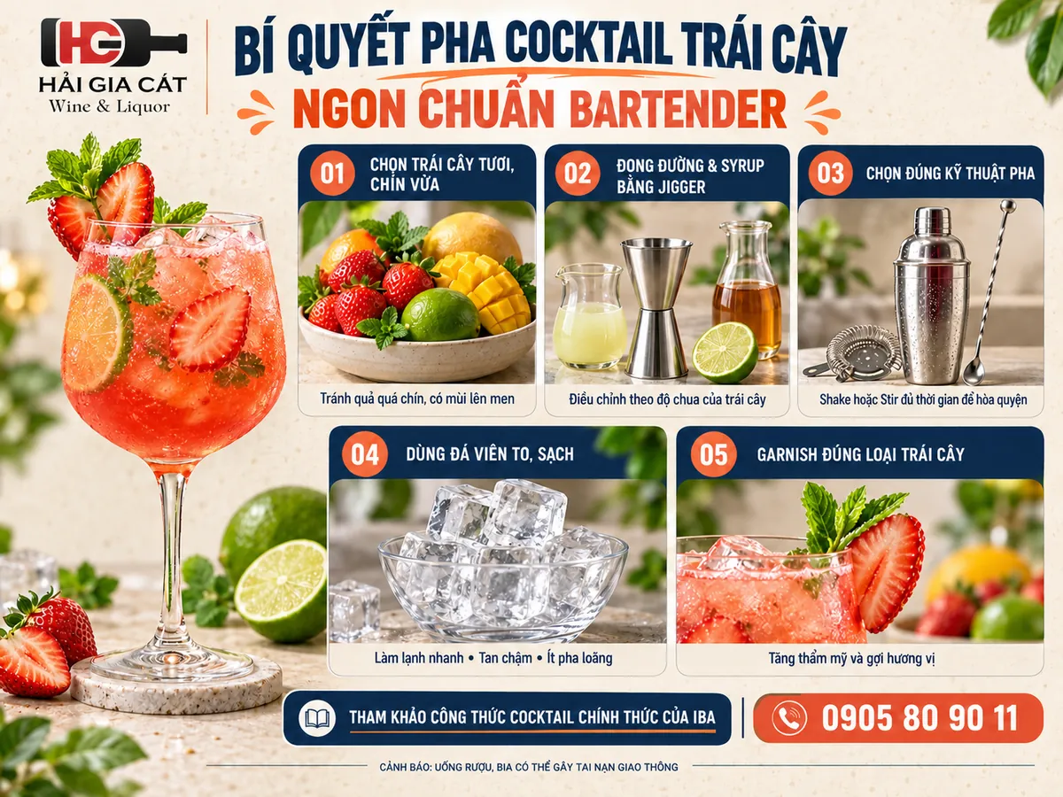 Bí Quyết Pha Cocktail Trái Cây Ngon Chuẩn Bartender