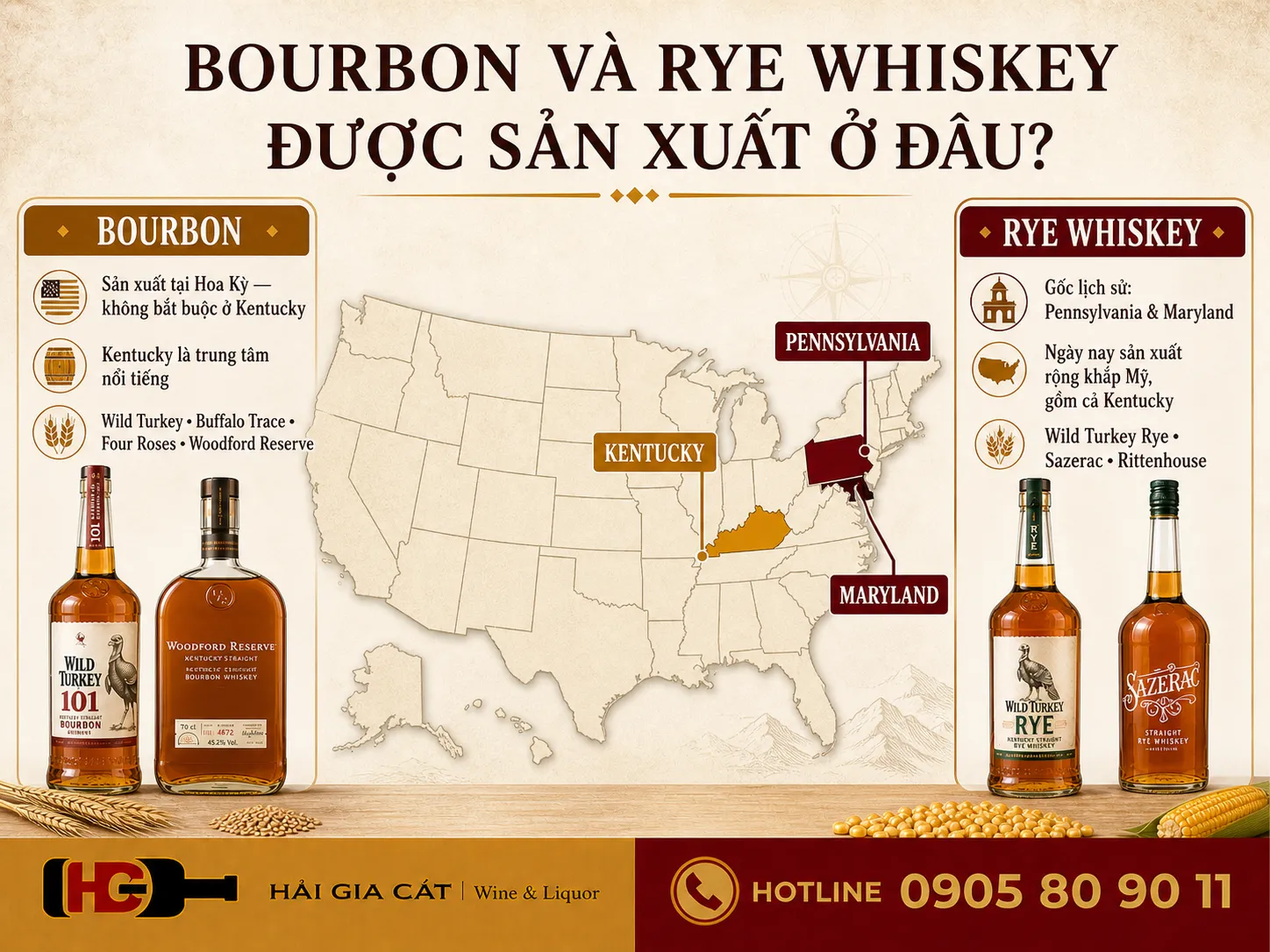 Bourbon và Rye Whiskey được sản xuất ở đâu?