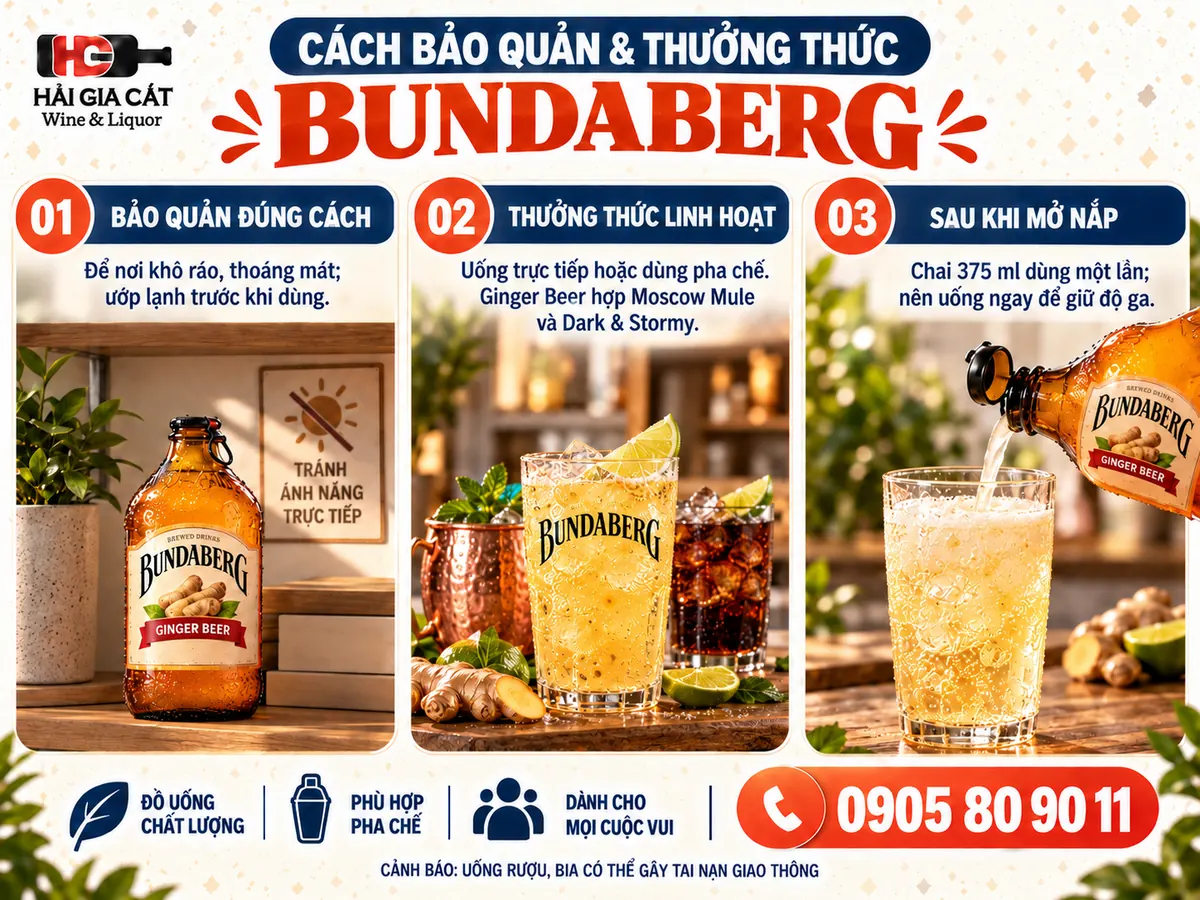 Cách bảo quản và thưởng thức Nước trái cây có ga Bundaberg