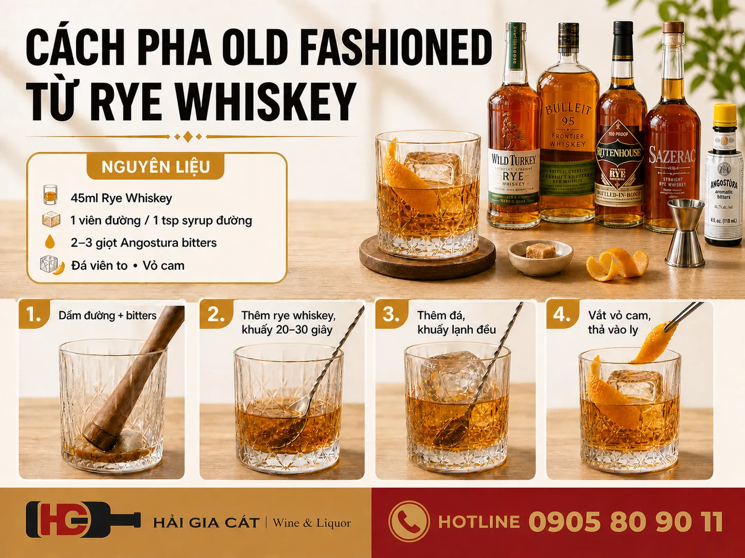 Cách Pha Old Fashioned Rye Whiskey