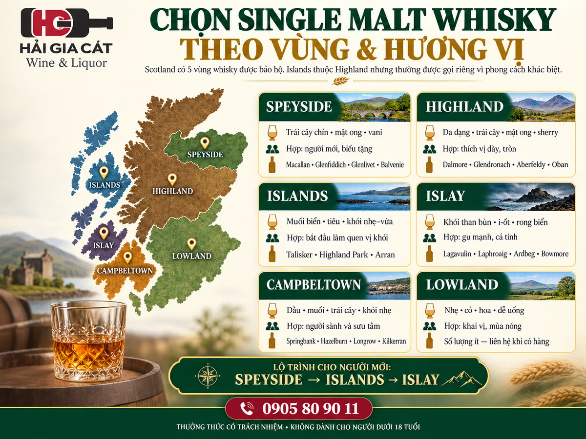 Chọn Single Malt Whisky theo vùng và hương vị