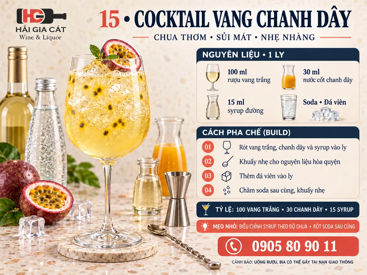 Công thức Cocktail rượu vang chanh dây