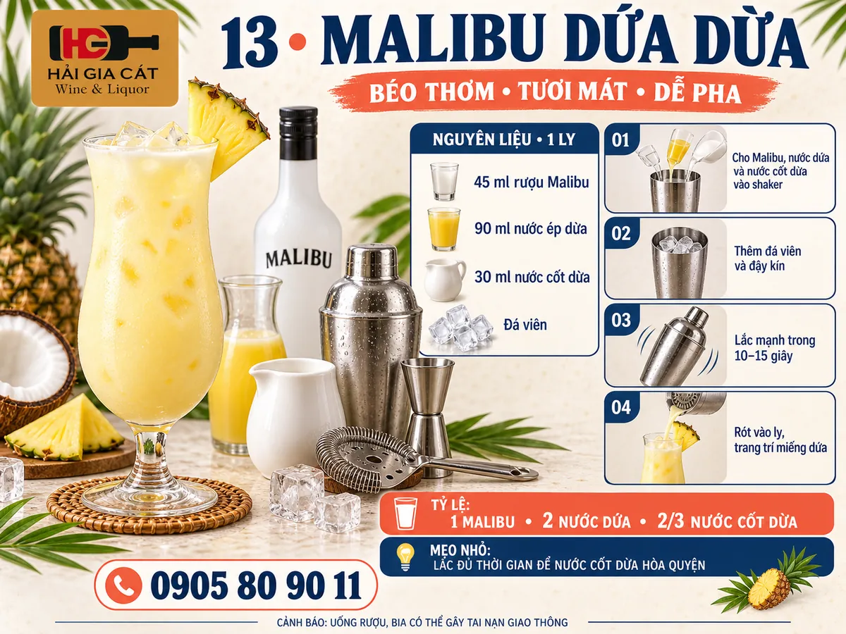Công thức Malibu dứa dừa