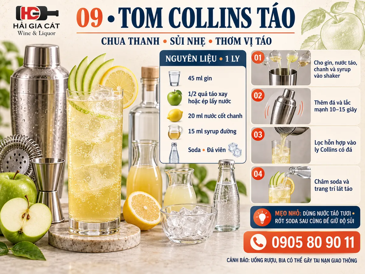Công thức Tom Collins táo