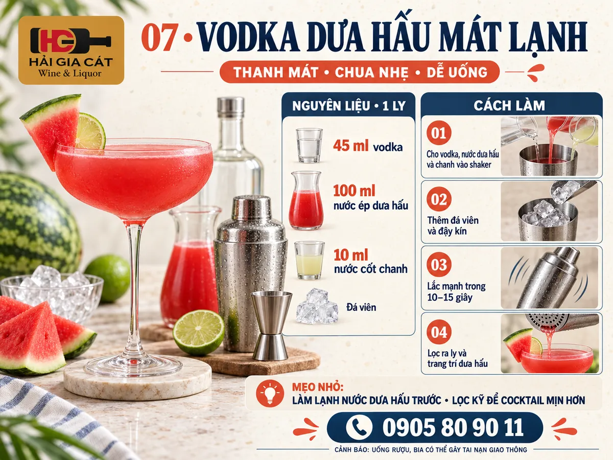 Công thức Vodka dưa hấu mát lạnh