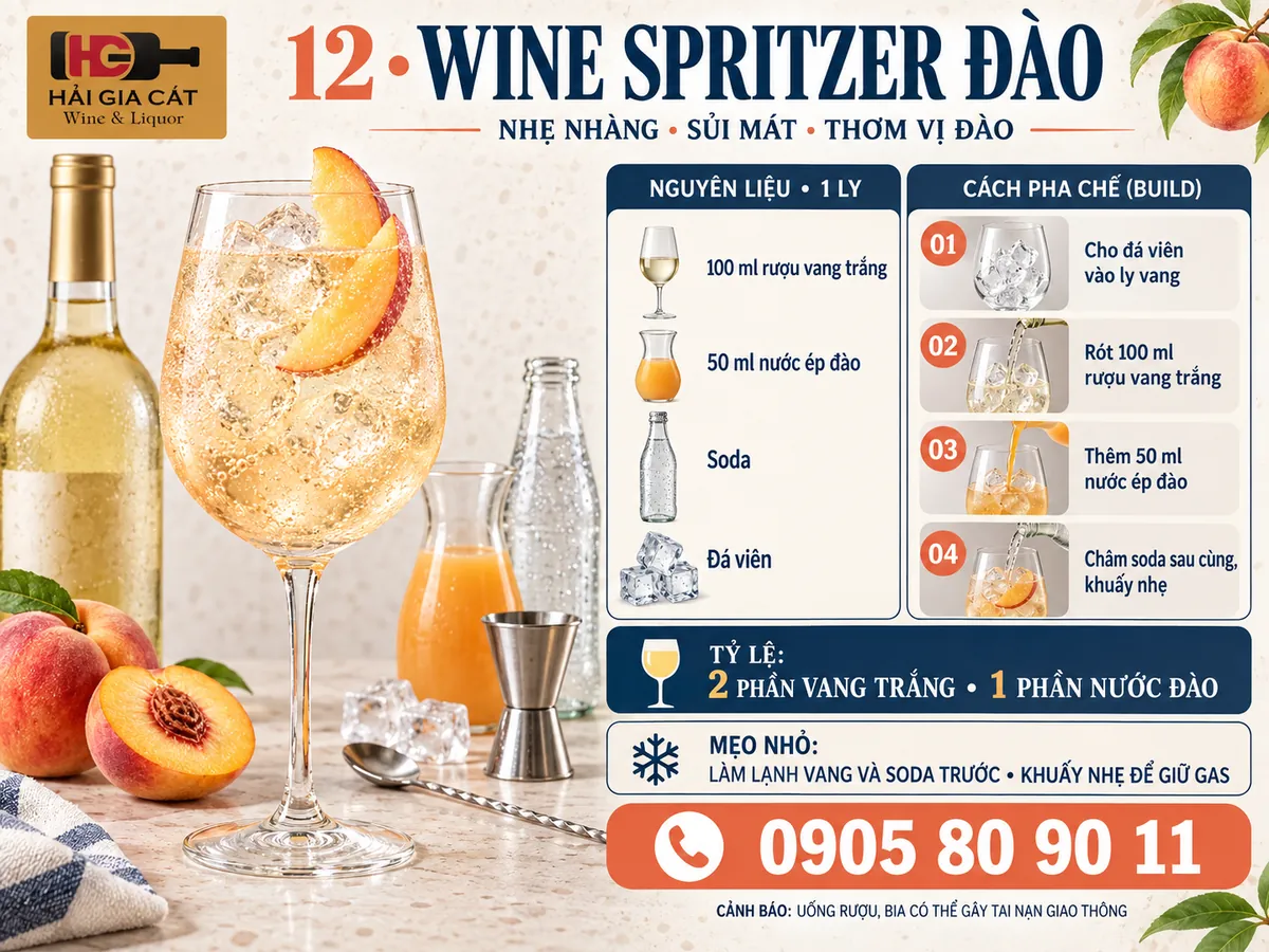 Công thức Wine Spritzer đào