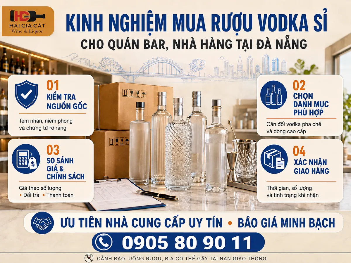 Kinh nghiệm mua rượu Vodka sỉ quán Bar nhà hàng Đa Nẵng