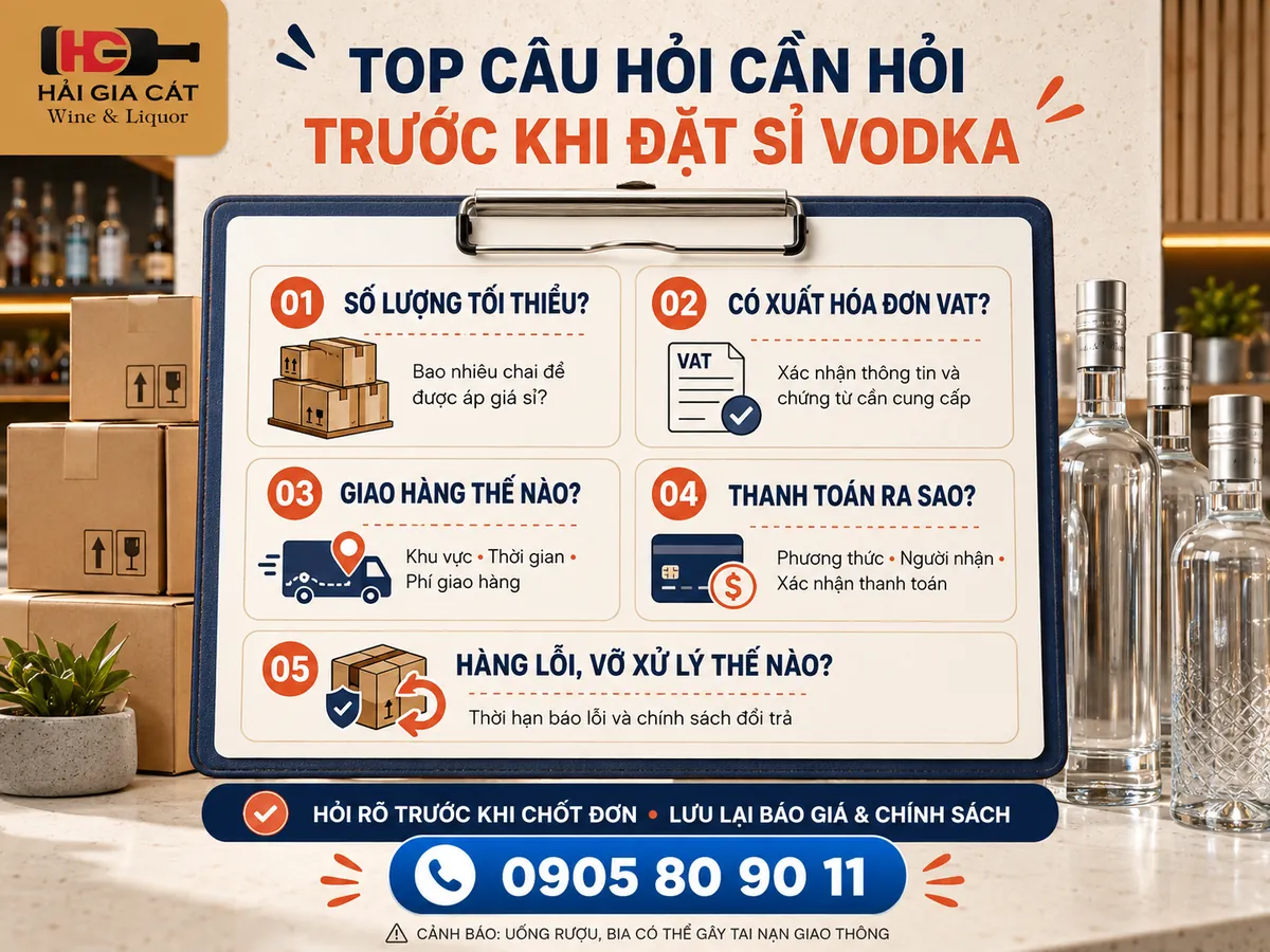 Top câu hỏi cần hỏi trước khi đặt sỉ rượu vodka