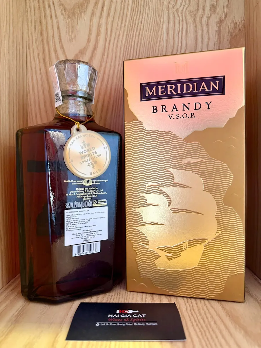 Rượu Meridian Brandy Vsop mặt sau