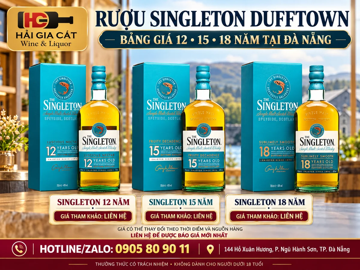 Bảng giá rượu Singleton Dufftown chính hãng, giá tốt tại Hải Gia Cát, Đà Nẵng