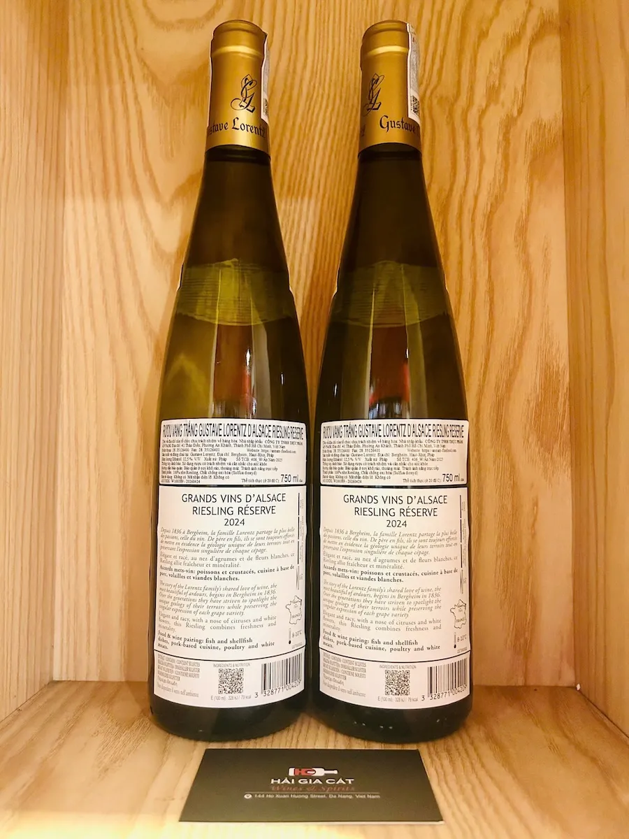 Rượu vang Gustave Lorentz Riesling mặt sau
